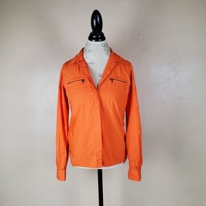 Liz Clairborne Orange Long or Short Sleeve Buttons, Pockets and Zippers Sz Small